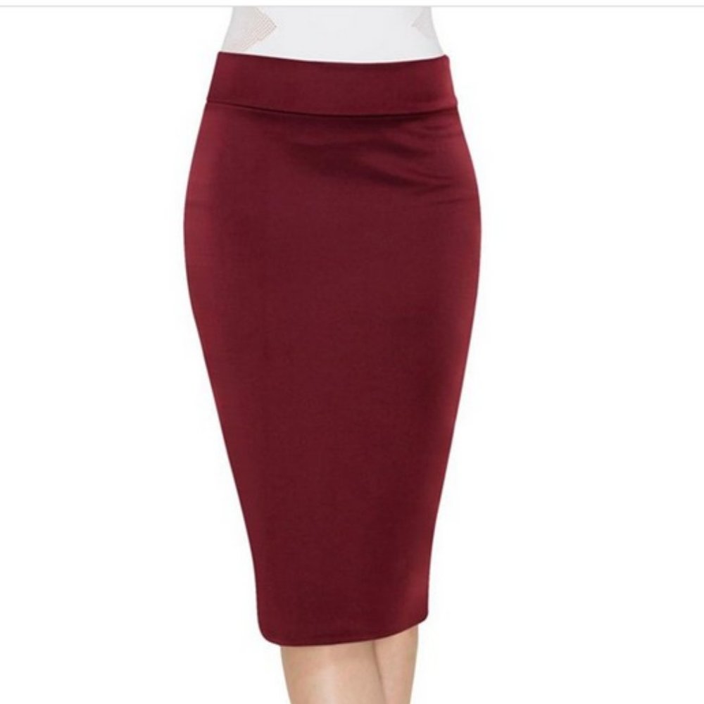 Wine Midi Pencil Skirt - Women - Size S